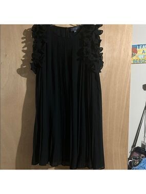 Hudson Gray Elegant Black Ruffle Sleeve Dress